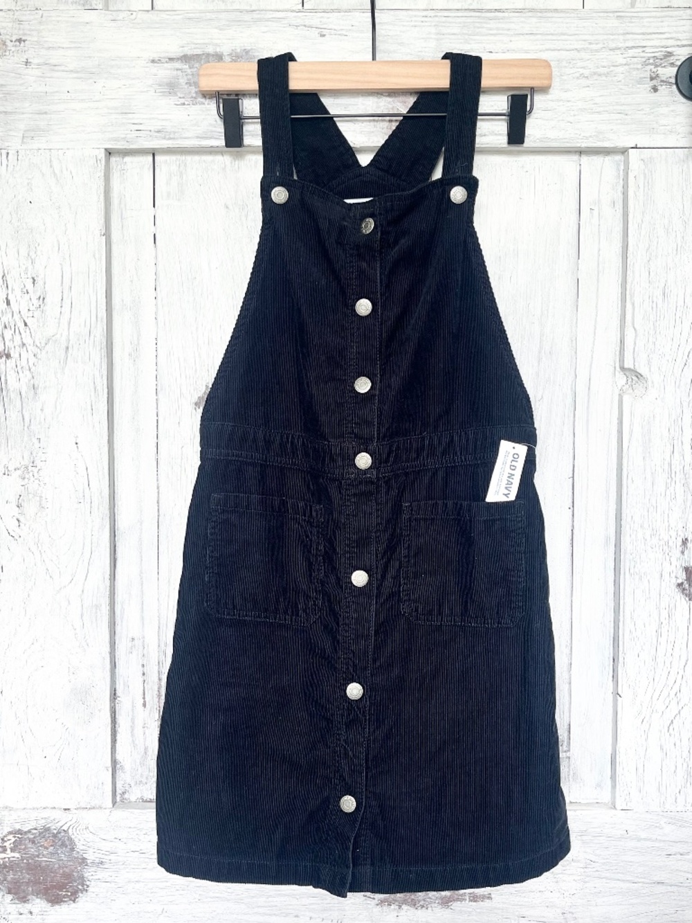 Old Navy-Girl's-Black Corduroy Overall Dress-Size XXL (14)-NWT